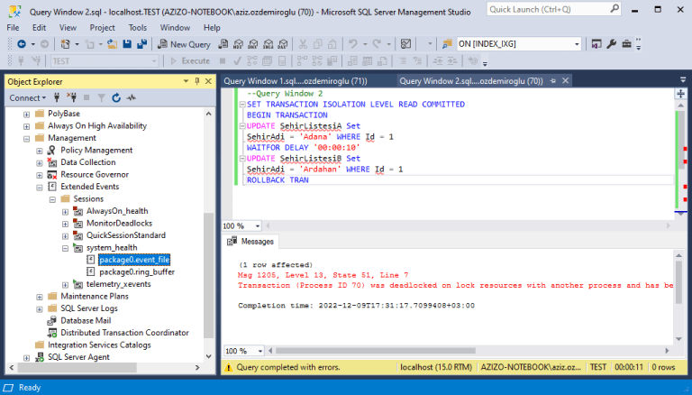 SQL Server Deadlock Nasıl Oluşur